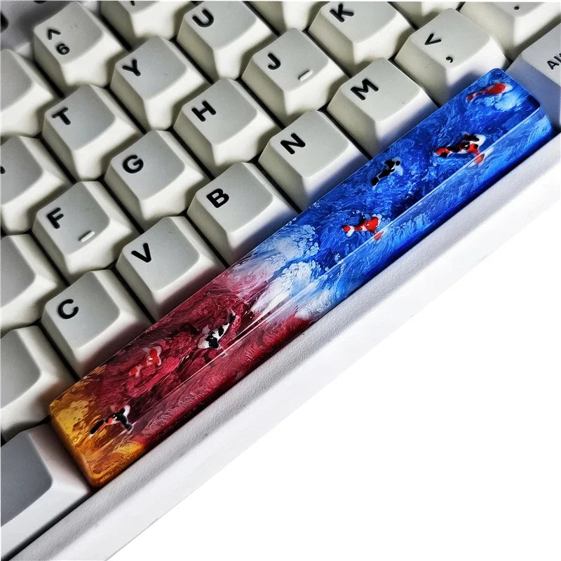 ECHOME Koi Fish Spacebar Keycaps 6.25U Custom Resin DIY Cherry Spacebar Keycaps MX Switch Translucent Keycap Mechanical Keyboard