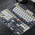 Korean Keycaps Maximalism Theme Keycap 135Keys Cherry Pbt Russian English Retro Keycap Black White Design  “L ”Shape Enter Key